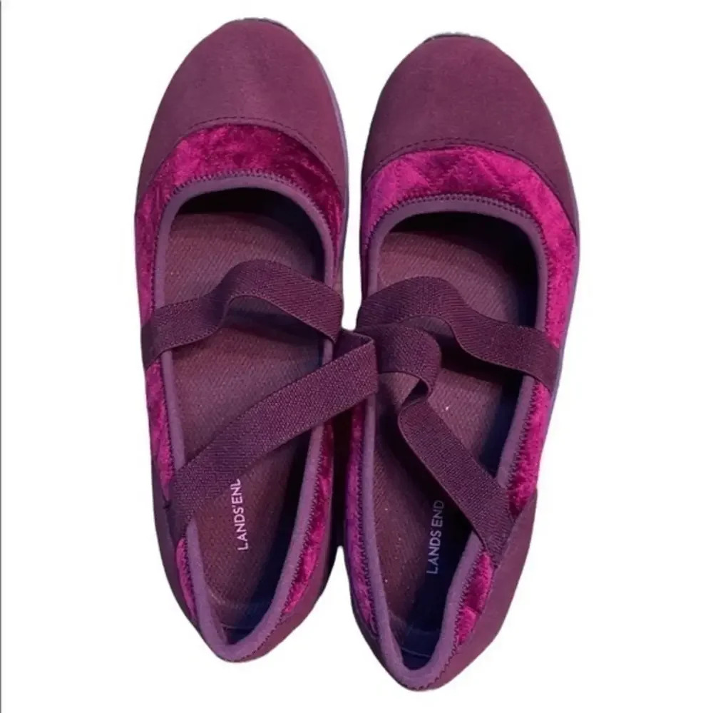 New‎ Land's End Woman's Burgandy 487563 Mary Jane Walking Shoe Size US 6B